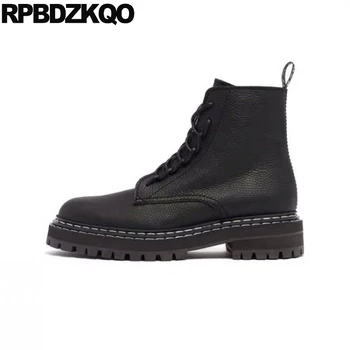 

brand booties platform flatform 11 round toe 10 front lace up casual ankle boots autumn military combat shoes big size muffin