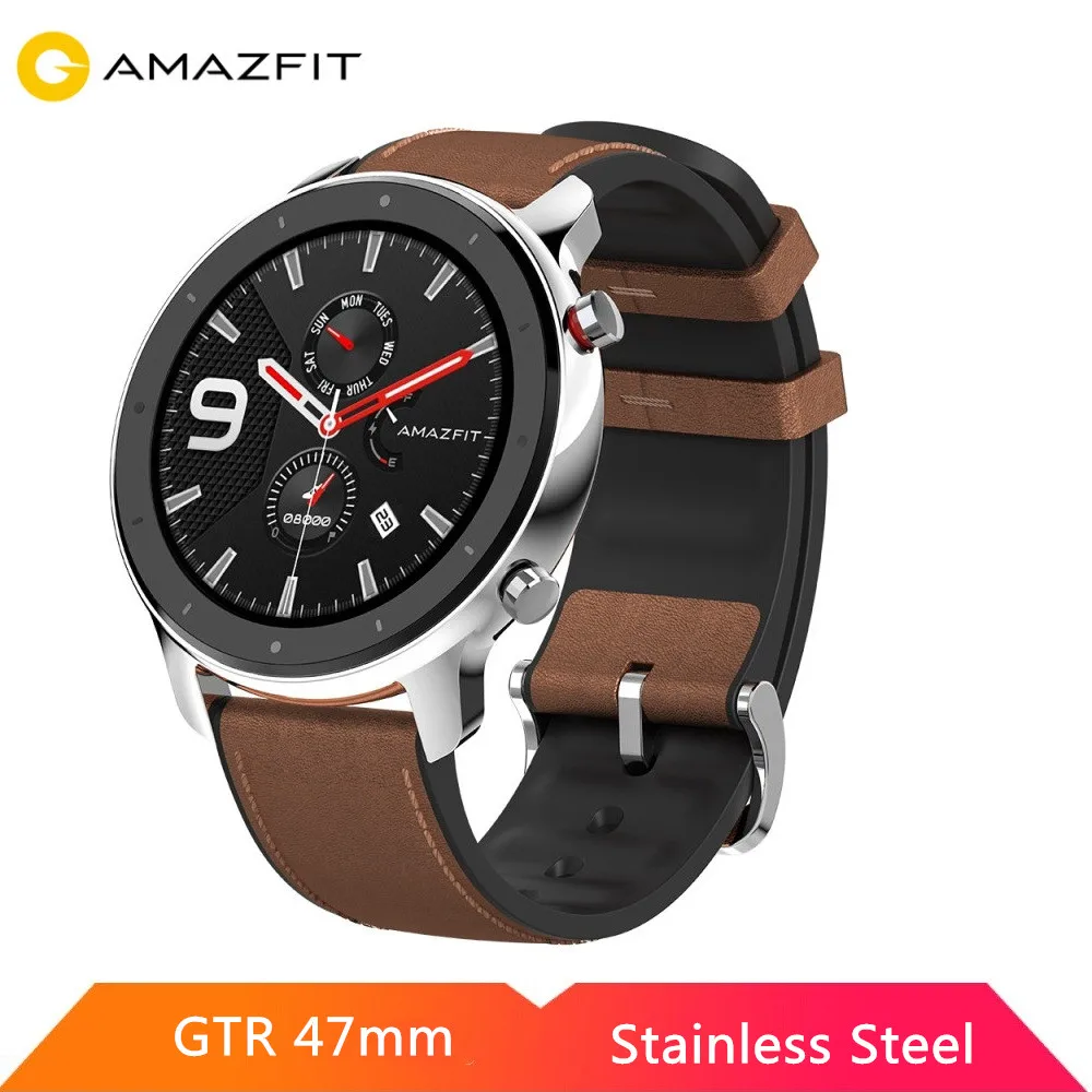 Huami Amazfit GTR 47 мм 42 мм Смарт часы AMOLED экран 5ATM водонепроницаемый gps ГЛОНАСС 12 спортивных режимов для Android iOS - Цвет: 47mm Stainless Steel