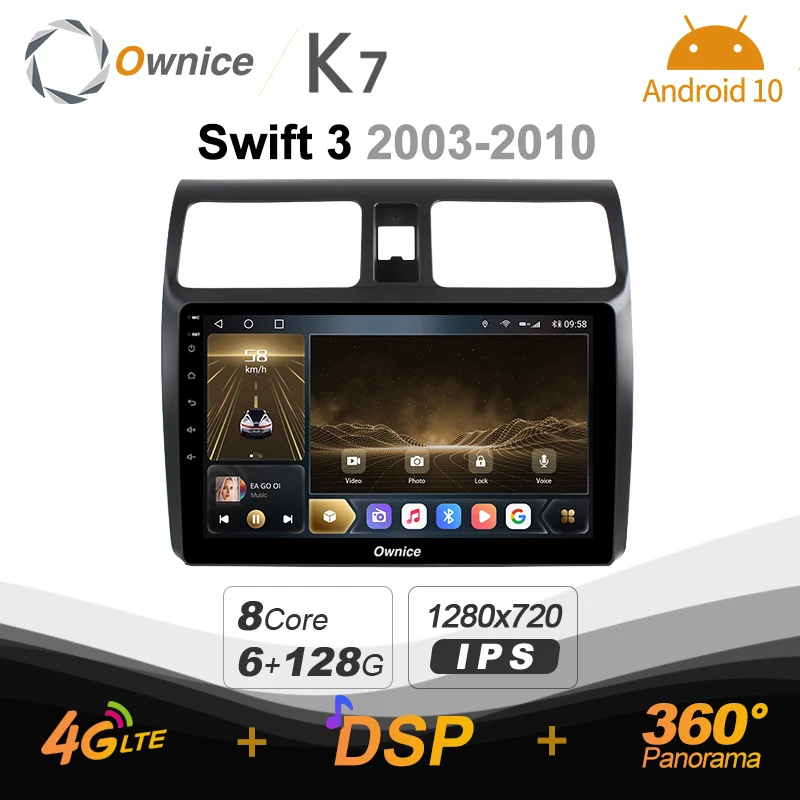 Автомагнитола Ownice K7 стерео-система на Android 10 0 для Suzuki Swift 3 2003-2010 4G LTE 360 типоразмер