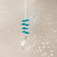 Лампа призмы детали 30 мм люстра Призма Радуга синий восьмиугольник бусины Висячие Suncatcher