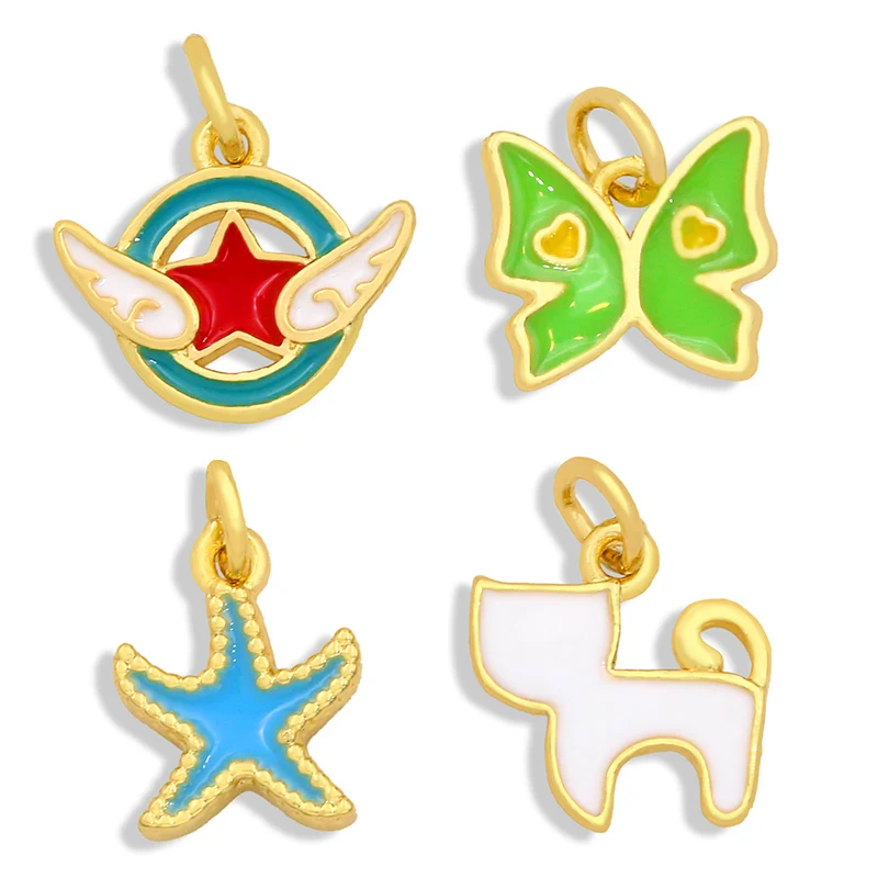 

OCESRIO Copper Star Diy Earrings Charms Charms for Bracelet Enamel Charm for Neckkace Jewelry Making Supplies chma075