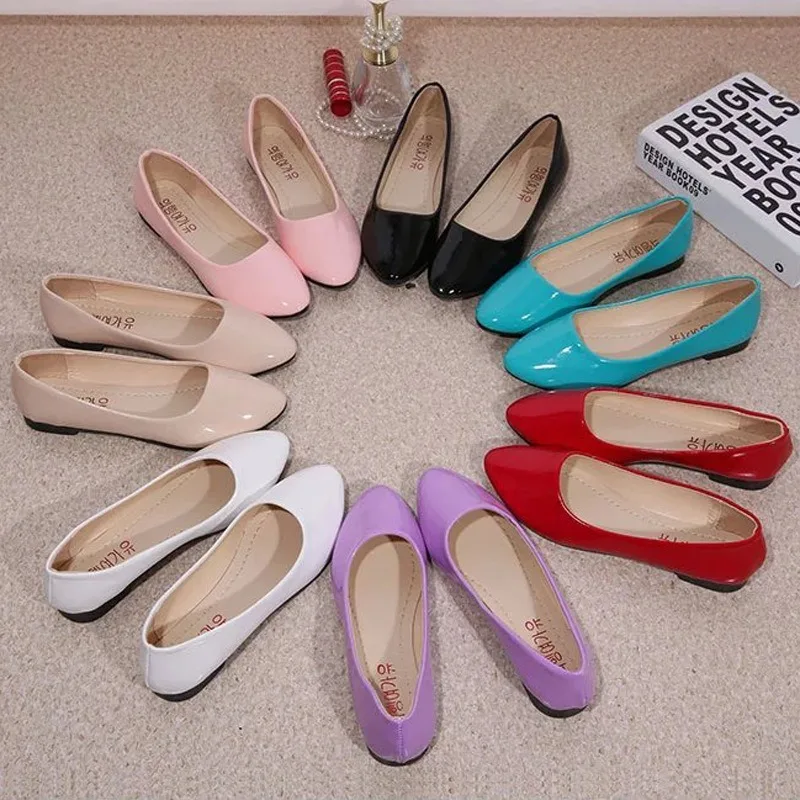 

2019 Candy Colors Ballet Flats Women Pointed Toe Slip On Flat Shoes Spring Autumn Casual Shoes Woman Plus Size 35-42 AEZLZ138