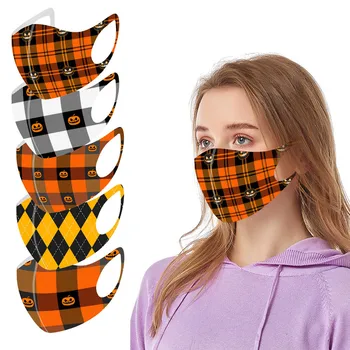 

1pc Adult Plaid Halloween Mouth Mask For 3d Protection Mouth Face Mask Washable Anti Gas Dust earloop Mascarilla Reutilizable