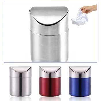 

Stainless steel mini trash can office dining table trolley indoor trash can mini simple desktop trash can