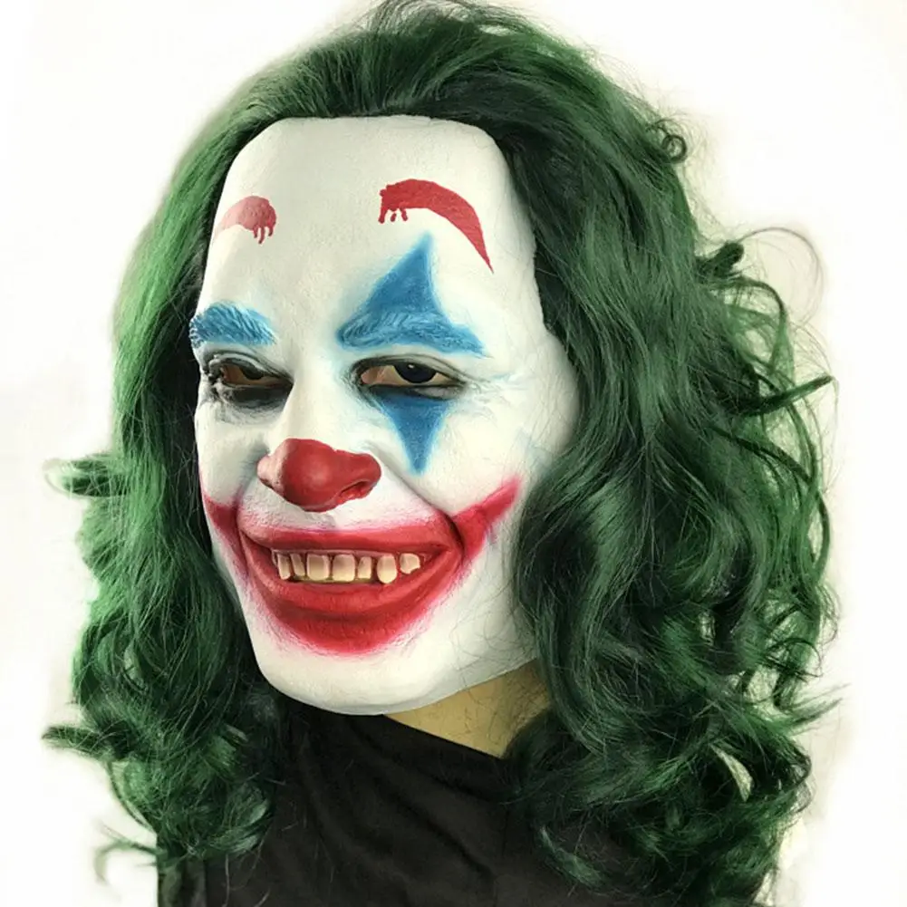 

Harmless Natural Latex Horrible Clown Mask with Wig Halloween Party Cosplay Costume Prop