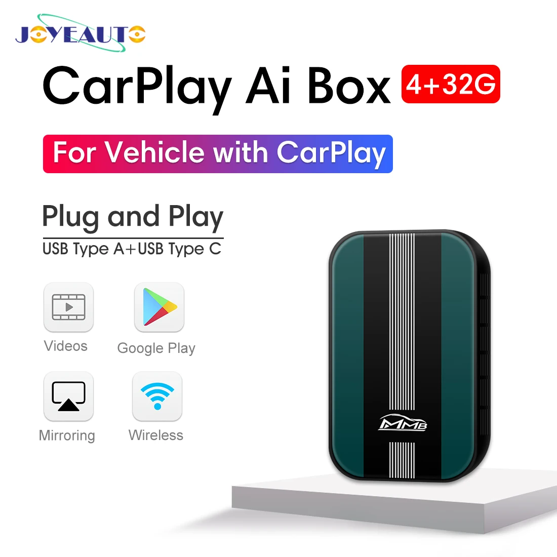 Новое обновление 4 + 32G JoyeAuto CarPlay Ai Box accpet YouTube/Netflix/Mirror-link универсальные