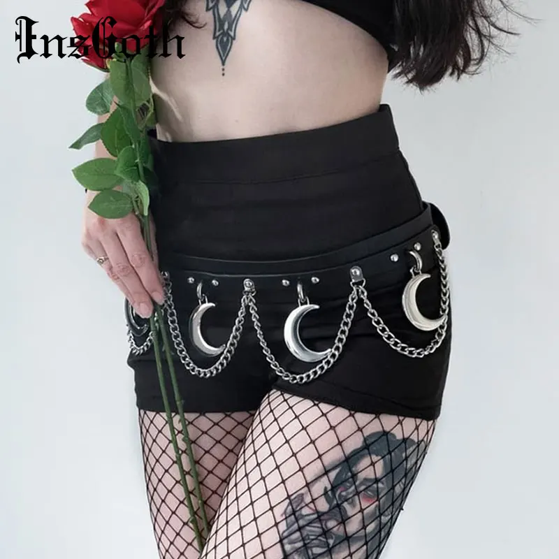 Металлический ремень InsGoth в стиле панк/хип хоп женский ретро с цепочкой виде