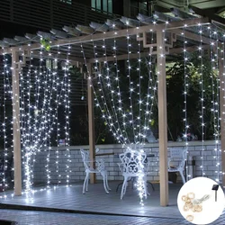 3M LED Outdoor Solar Lamp String Light Garland Curtain Christmas Decorations Garland Street New Year Decor Wedding Decoration