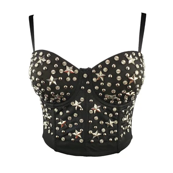 

sexy summer glitter stars beading bustier korean style sleeveless crop top women casual fashion reflective tank tops clothes