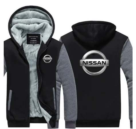 Мужская зимняя Толстовка размера плюс maleFOR Nissan, топы на молнии с длинным рукавом, утолщенное мужское пальто, повседневная одежда с карманами, куртки 1 - Цвет: 1