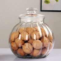 Vertical Pattern Glass Sealed Jar Candy Glass Jar Pumpkin-shaped Tea Tin Moisture-proof Storage Bottle Honey Lemon Storage Jar 1