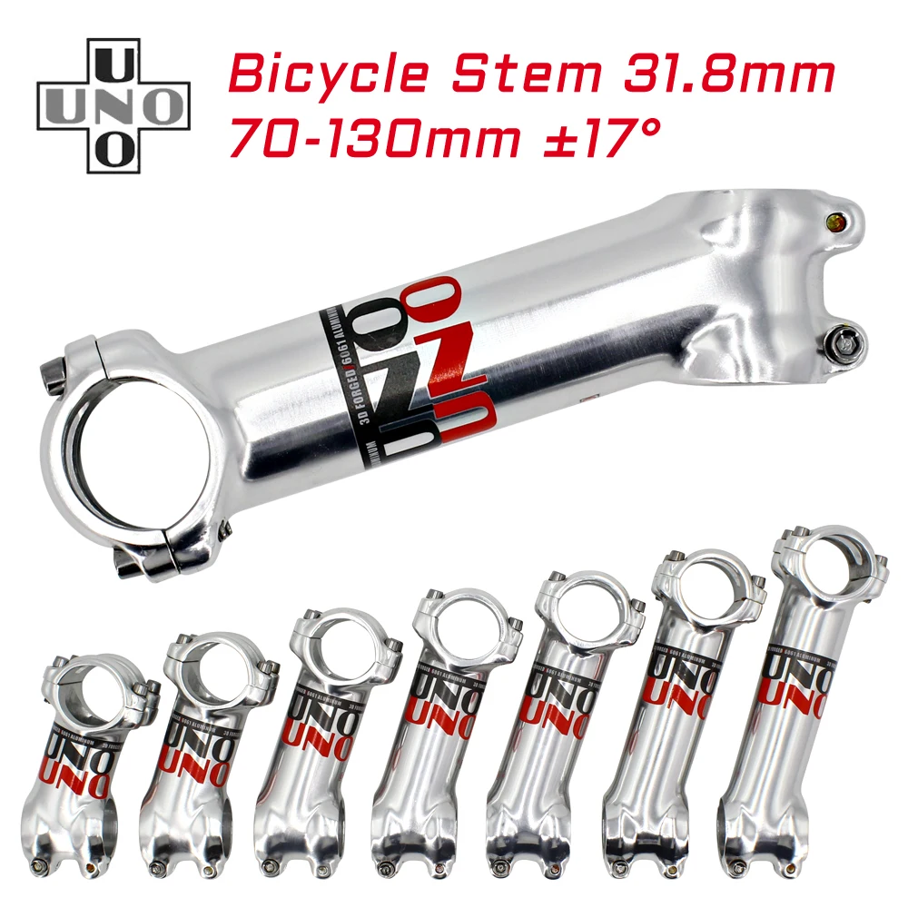 

UNO mtb Stem 17degree Silver Road Bike Stem Bicycle Accessories Handlebar Stem 31.8 70-130mm Spare Parts for the Bike mtb Parts