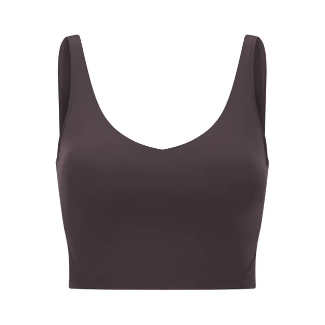 Hot Selling Wholesale Pop Women Sports Bra Tight Gym Crop Top Yoga Vest Shockproof With Chest Pad High Strength Fitness Clothing Dark charcoal gray