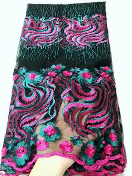 

Fashionable African lace fabric high quality green lace Nigeria lace fabric 2020 high quality lace and beading 5 yards YYZ78763