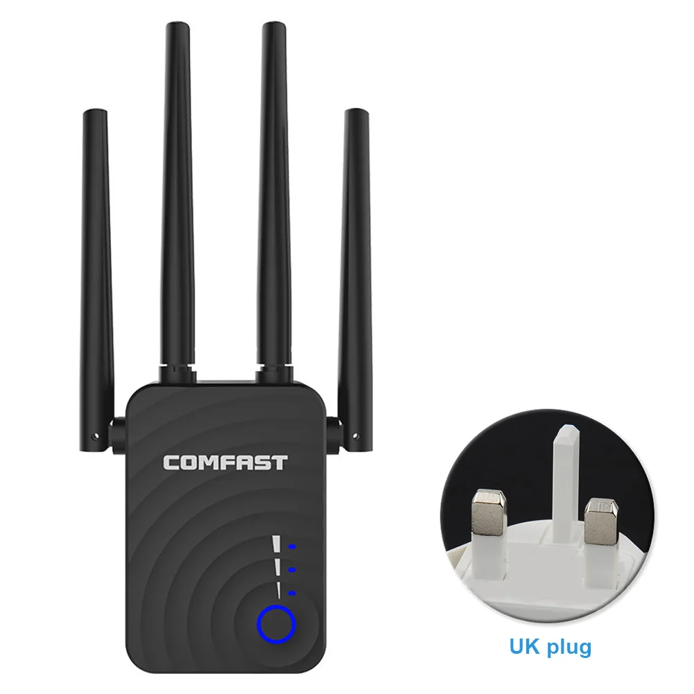 

WR754AC Office Home 1200M Network Wireless Repeater Dual Band Signal Booster Internet WIFI Range Extender Stable Amplifier