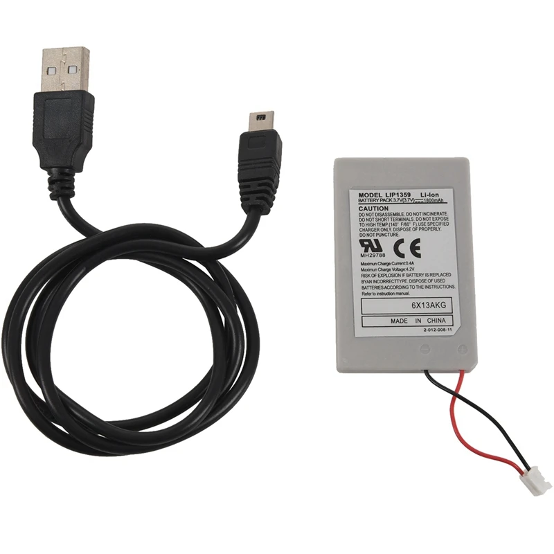 2х аккумулятор 1800 mAh 3,7 v+ USB кабель для консоль Sony контроллер PS3 playstation 3 белый