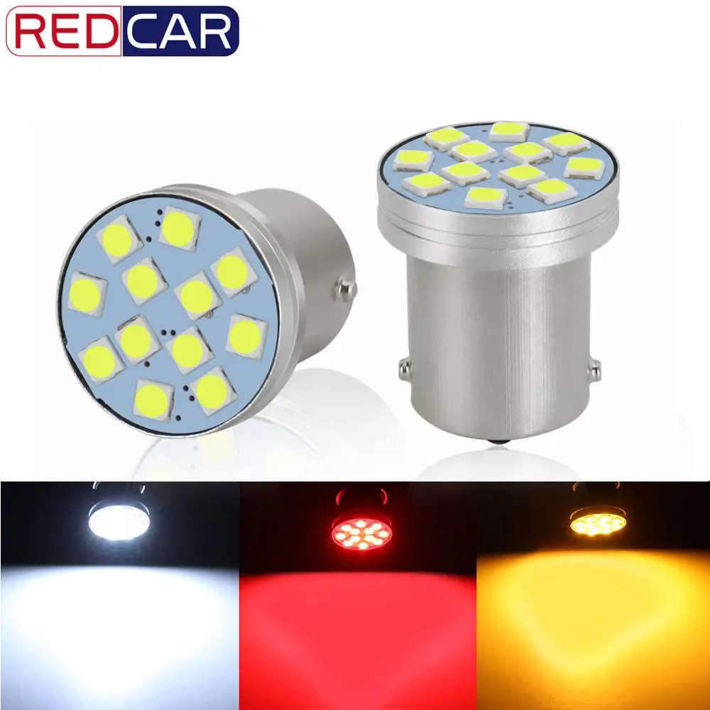 2 шт. 1156 1157 BA15D BA15S BAY15D BAU15S Светодиодная лампа 12SMD 3030 чипы P21W P21/5W Автомобильный