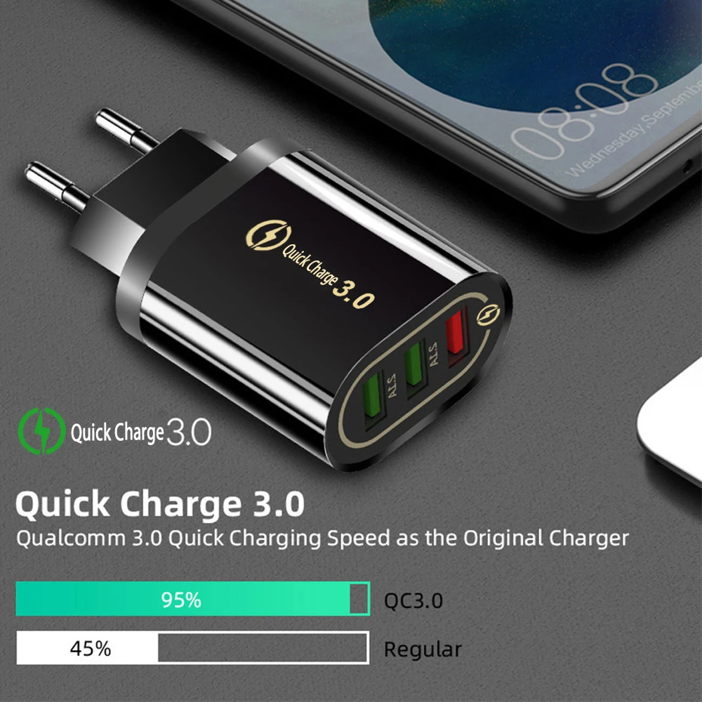 Быстрая зарядка 3,0 USB зарядное устройство QC3.0 EU/US вилка настенное быстрое зарядное устройство для samsung Xiaomi Redmi iPhone 6 7 8 X XR 11 настенное зарядное устройство для телефона