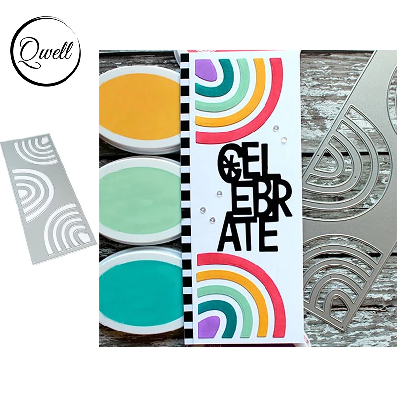 

QWELL Rainbow Slimline Rectangular Border Metal Cutting Dies DIY Scrapbooking Craft Paper Cards Making Template 2020 New