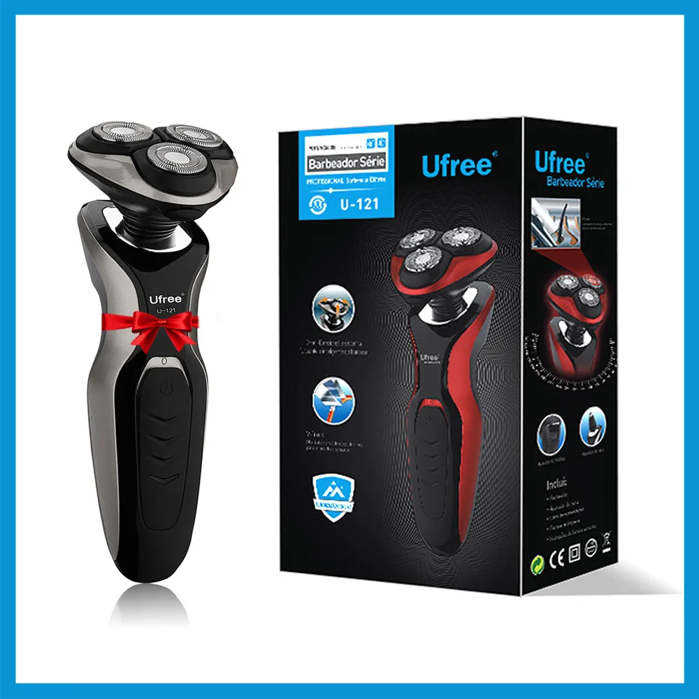Grey Men's Shaver Smart Male Rechargeable Three-Head Electric Shaving Machine Shaver For Men Head Foil 4D Washable - Цвет: Grey