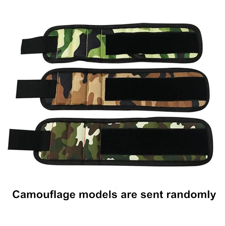 Camouflage Магнитный браслет, Портативная сумка для инструментов с 3 магнитами, электрик, ремень для запястья, шурупы, гвозди, сверла, браслет для ремонта, инструмент - Цвет: Camouflage