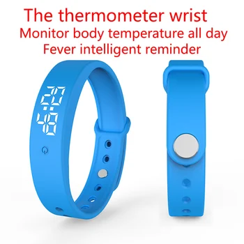 

Thermometer Electronic Wristband body temperature remind Time Date long standby Alarm bracelet Electronic Clock V9