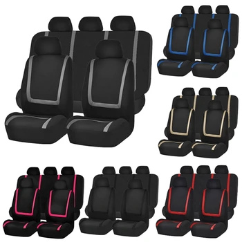 

9pcs Car Seat Cover fabric Breathable Full Set Auto Seat Accessories Fit For Most Car Covers With Track Detail Tire Style