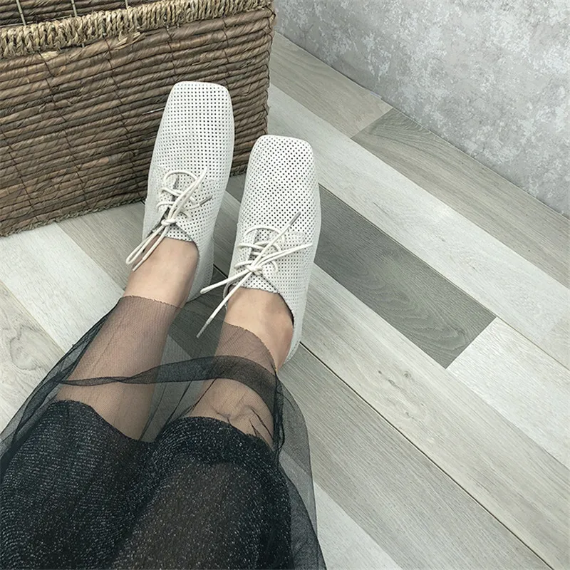 

Туфли женские ручной работы из натуральной кожи, лоферы на плоской подошве, на шнуровке, с перфорацией, прогулочная обувь для беременных