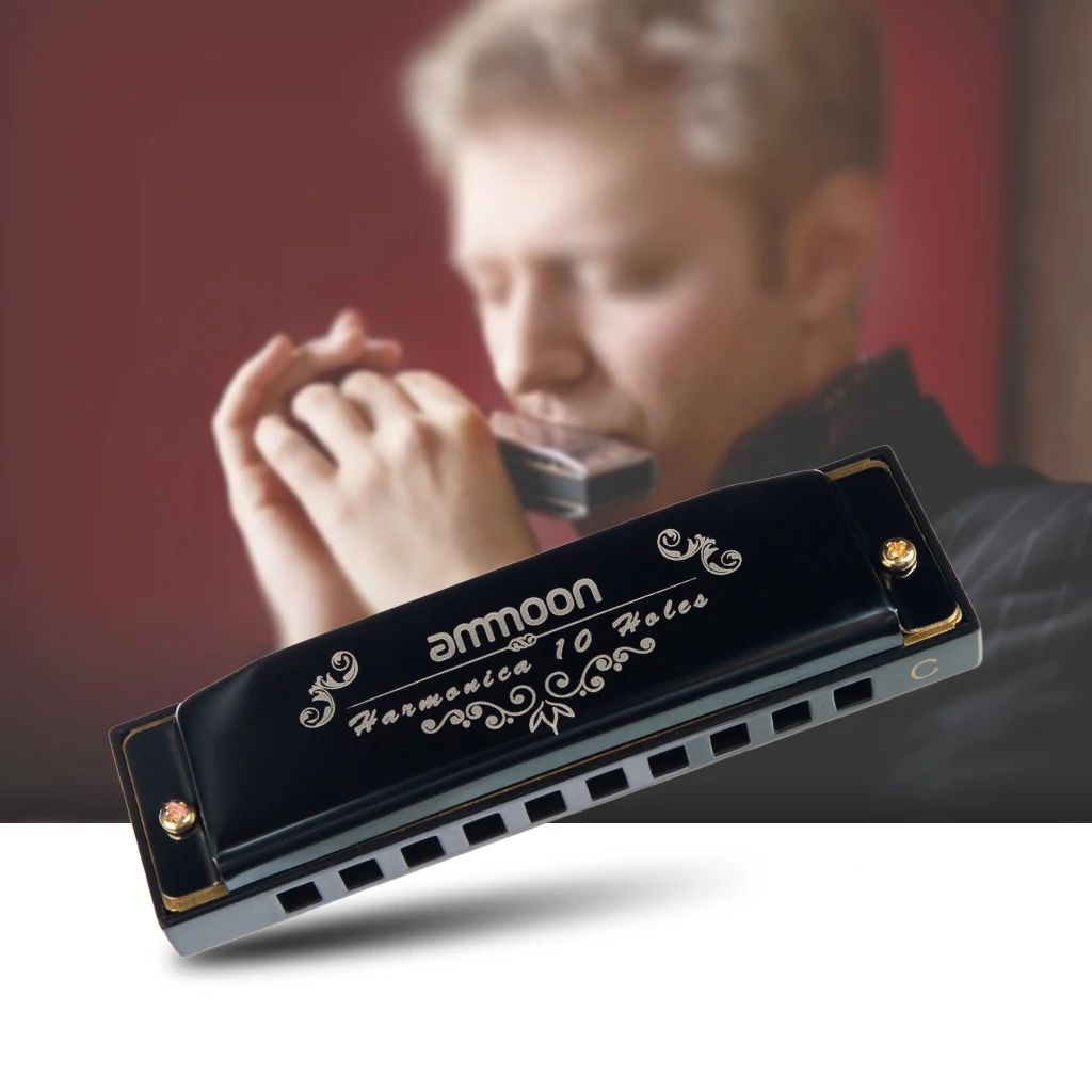 ammoon 10 Holes 20 Tones Blues Harmonica Mouth Organ Key of C with Storage Case for Kids Beginners Students Musical Gift