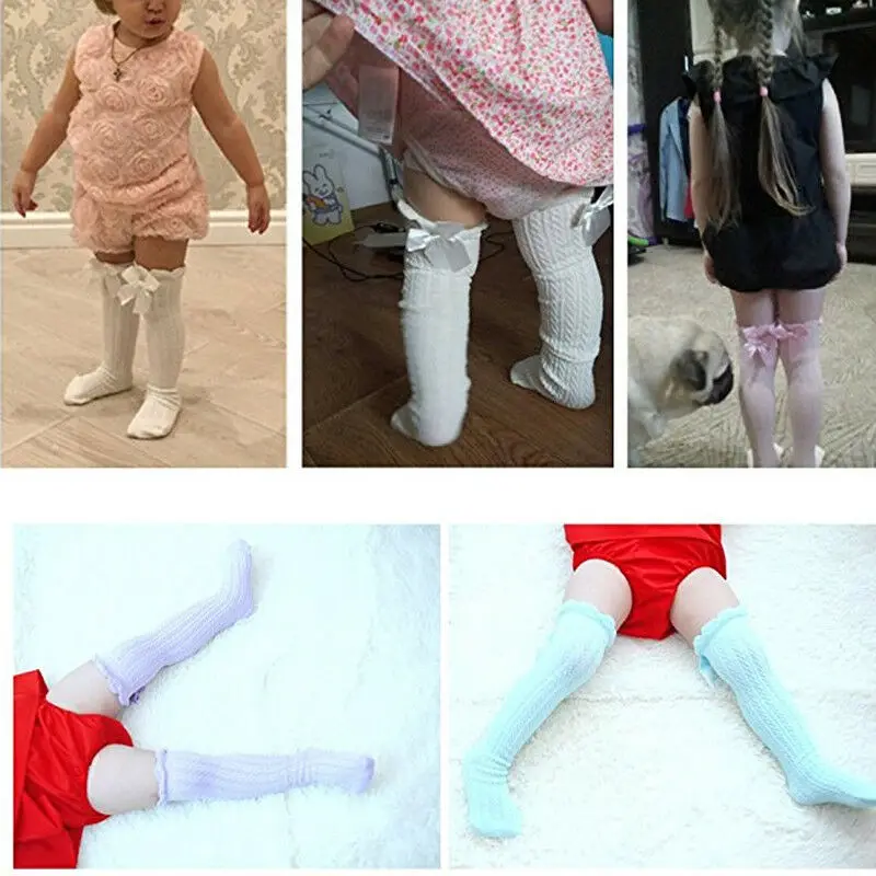 Милые кружевные носки детские возраст 1-3 года для маленьких девочек; Хлопковые гольфы; колготки с бантами; гетры для детей