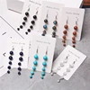 Natural Stone Long Earrings for Women Gems Stone Drop Earrings Round Beads Dangler Pendent Ball Earring Female Jewelry Gifts ► Photo 1/6