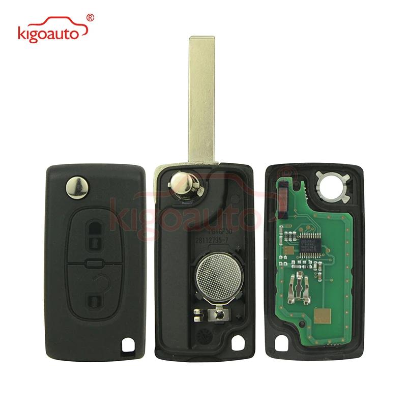 

CE0536 Flip remote car key 2 or 3 button 433 mhz PCF7961 ASK HU83 or VA2 for Peugeot for Citroen Kigoauto