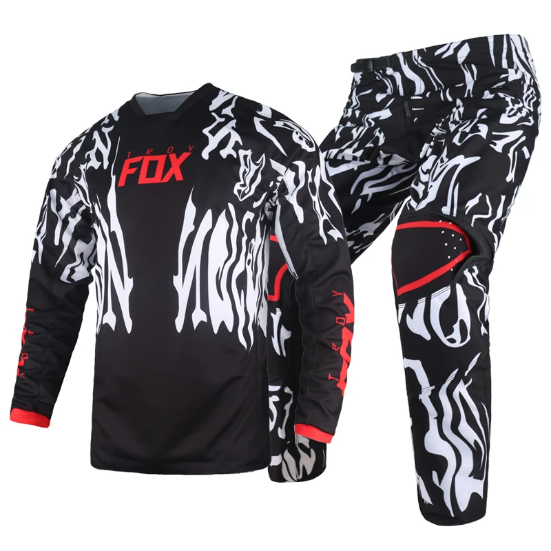 Conjunto de pantalones y Jersey para Motocross, conjunto de para de ATV, UTV, BMX, DH, Enduro, negro y rojo, Fox 180 Peril MX|Combinaciones| - AliExpress