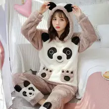 

2022 Hat Couple Pajamas Women Flannel Sleepwear Woman Home Service Suits Autumn and Winter Thickened Hooded Nightgown Pajamas
