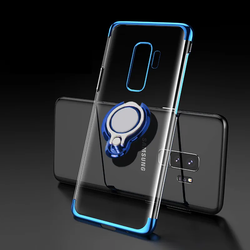 Автомобильный магнитный держатель чехол для samsung Galaxy A50 A7 A9 A30 A40 A60 A70 S10 S9 S8 J4 J6 Plus прозрачный чехол с кольцом-держателем Coque - Цвет: lan