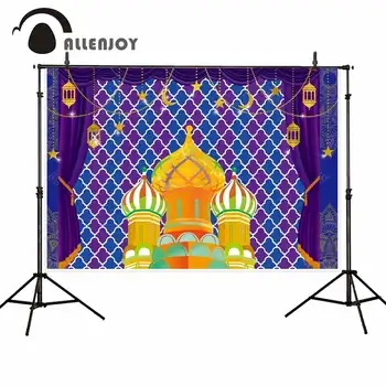 

Allenjoy Diwali Party Decor Colorful Damask Curtain Celebrate Backdrop Curtain Castle Festival Event Wall Banner Background