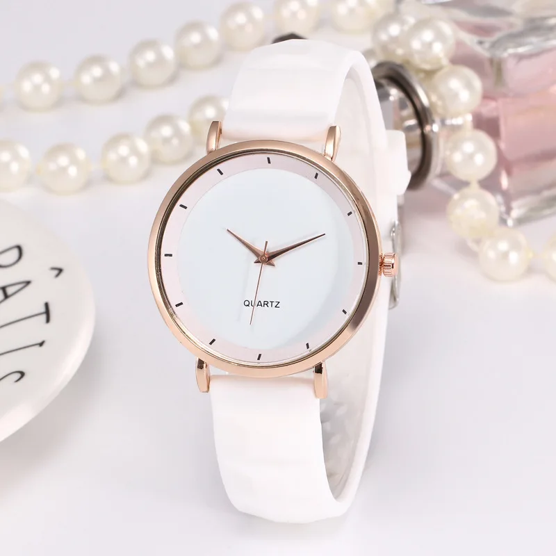 

New Simple Women Watch Fashion Elegant Rose Gold Ladies Watch Women Casual Silicone Band Women's Watches Reloj Mujer White Clock