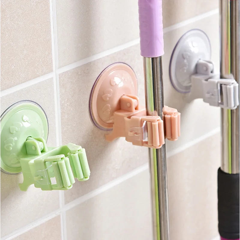 

Multi-functional Strong Seemless Nailless Door Hanging Mop Hook Bathroom Sucker Broom Storage Rack Wall Mounted HoY