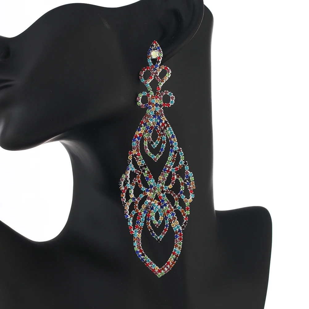 

YFJEWE New style Rhinestone big Women Drop Earrings for Brides Leaf Bridal Dangle Earrings Wedding Engagement Jewelry E654