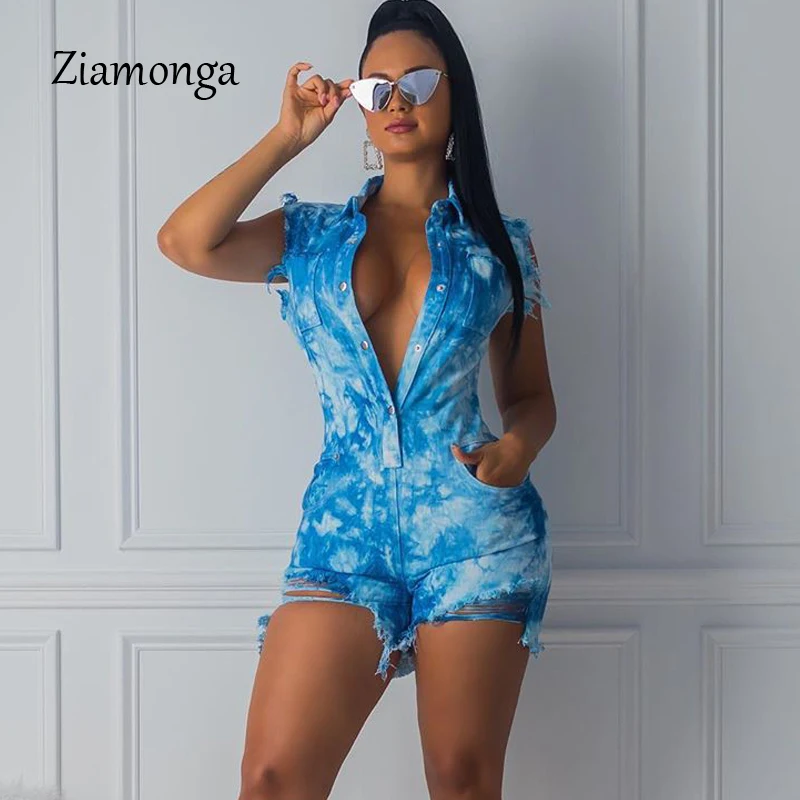Ziamonga Новая женская рубашка джинсовый комбинезон женский осенний Повседневный Без Рукавов элегантный короткий комбинезон модный сексуальный комбинезон на бретельках