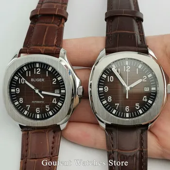 

40mm Bliger/Sterile Watch Clock Man Coffee Dial Date Sapphire Glass Automatic Mens Square Watch