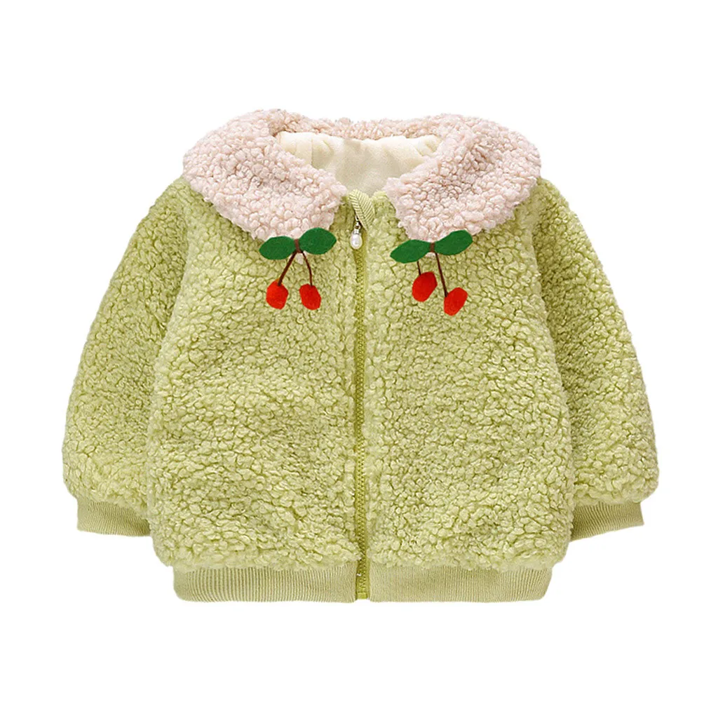 Зимнее ветрозащитное флисовое пальто для девочек одежда с длинными рукавами для маленьких девочек Детская верхняя одежда с хлопковой подкладкой, куртка повседневные теплые куртки - Цвет: Green