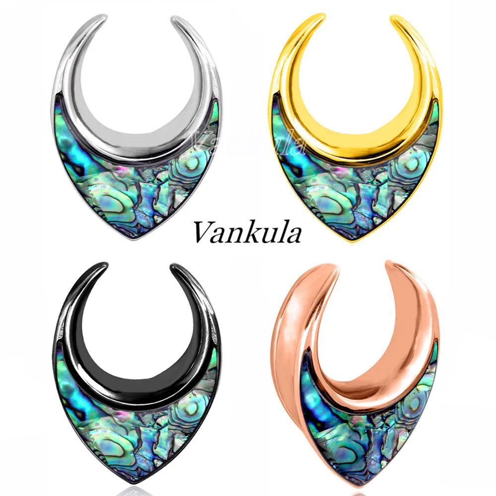 

Vankula 2PCS New Stainless Steel Saddles Weights With Abalone Shell Piercing Earrings Ear Gauges Plugs Expander Body Jewelry