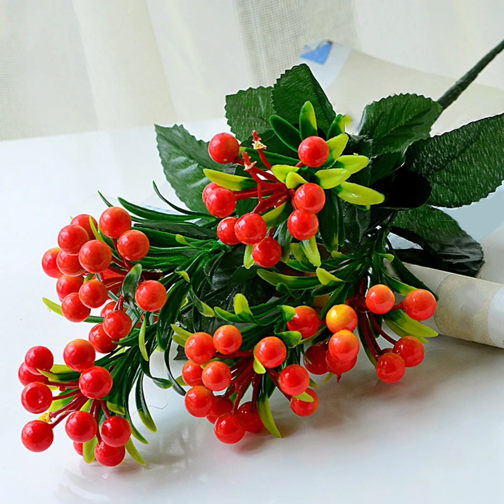 Simulation Rich Fruit Bouquet Flowers For Christmas Artificial Plant Berry Flowers For Wedding Home Room Decoration Flower Plant