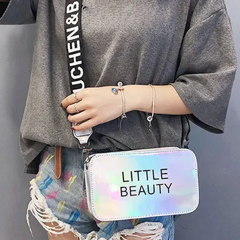 

Bags For Women 2020 New Small Square Shoulder Bag Fashion holographic Messenger Bag Wild Strap Letter Handbag Phone Bags Wallet