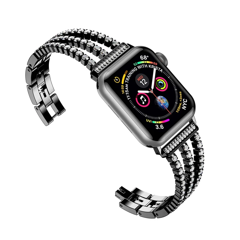 Алмазный ремешок для наручных часов Apple Watch, версии 40 мм, 38 мм, 42 мм, 44 мм наручных часов IWatch серии 5/4/3/2/1 Нержавеющая сталь браслет для женщин ремешок для часов из нержавеющей стали