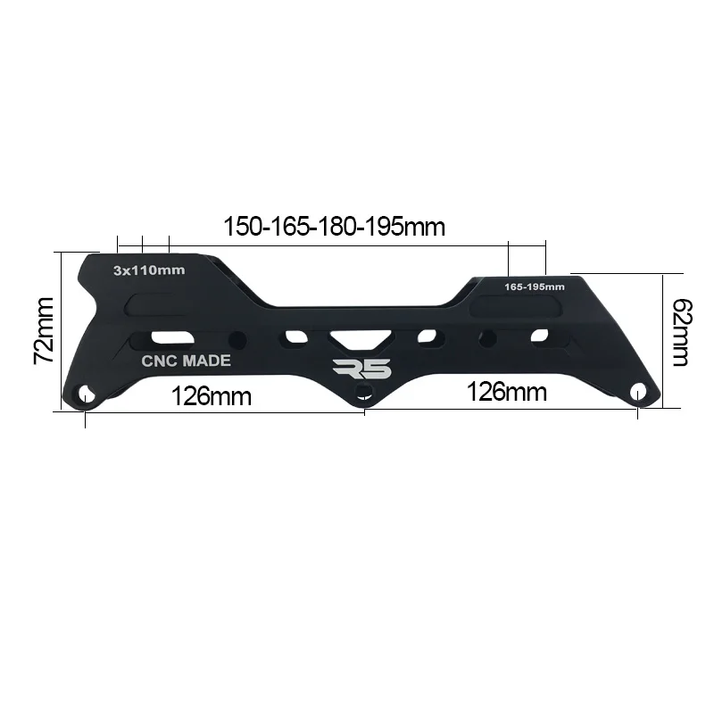 R5 Equidistant 3x110 mm Inline Speed Skates Base 150-195 mm CNC Frame with PU Wheel Plate for Racing FSK Roller Skating Boots