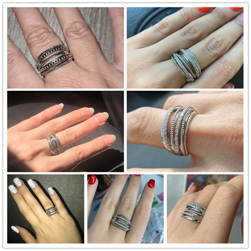 Huitan Silver Color Multiple Row Rings Shiny CZ Metallic OL Style Office Lady Versatile Finger Rings for Women Fashion Jewelry - Image 6