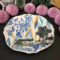 Orchid 8 Inch Plate Ручная роспись эффект подглазурная краска Орхидея пейзаж кружева керамическая пластина 10 дюймов 8 дюймов набор - Цвет: Orchid 8 Inch Plate