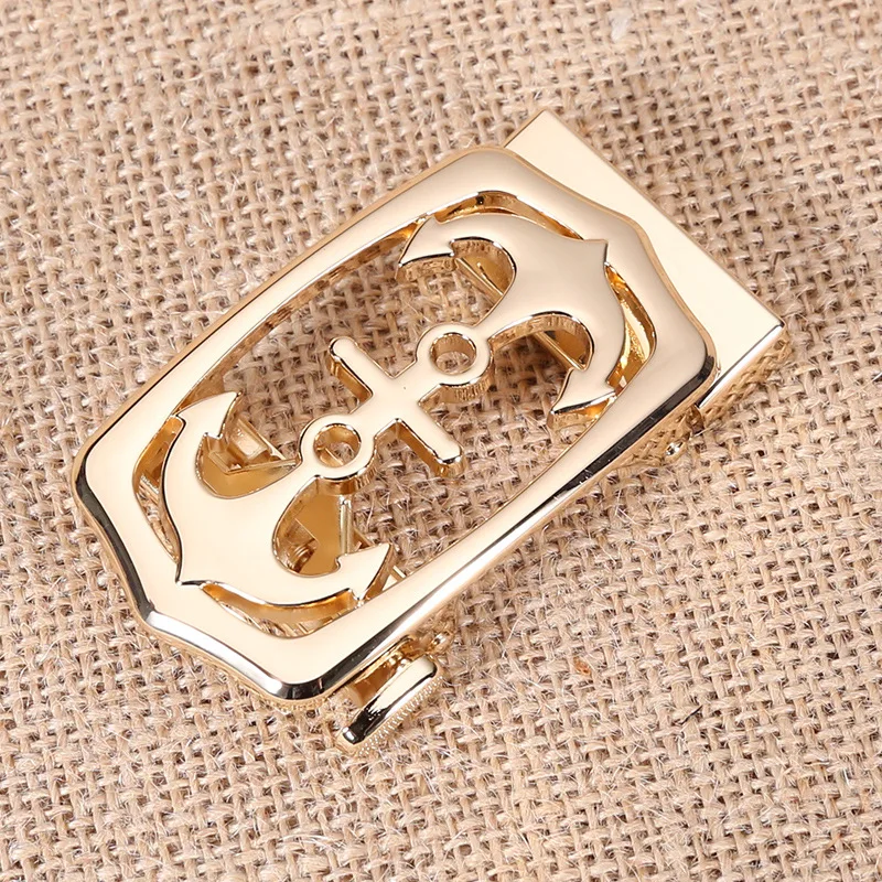 

Metal Alloy Anchor Shape Belt Buckle Men Gold Silver Automatic Buckle for 3.50cm Belts Without Belt